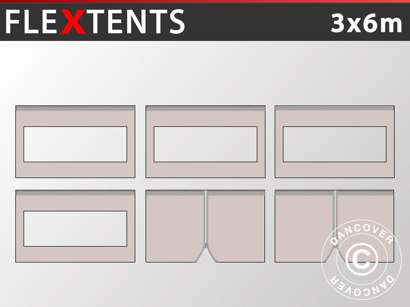 Sidovägg kit för Snabbtält FleXtents 3x6m, Latte