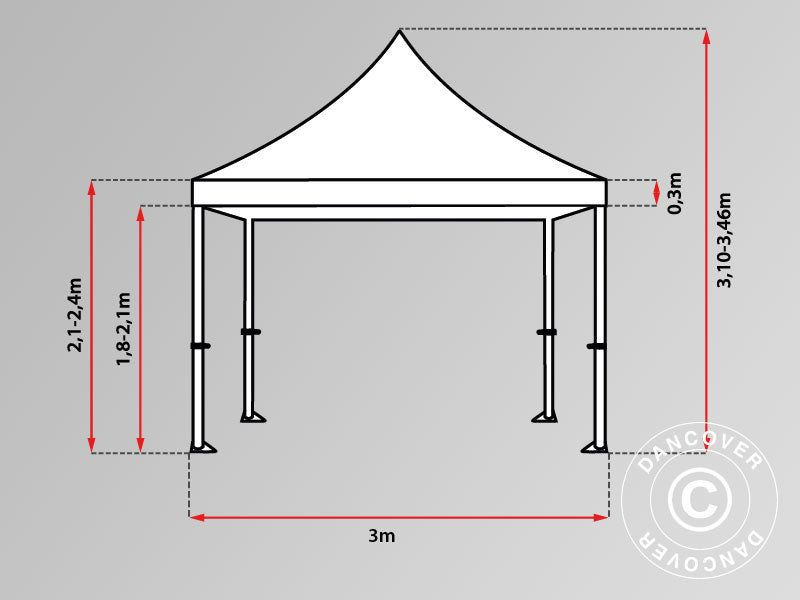 Snabbtält FleXtents Xtreme 50 3x6m Röd