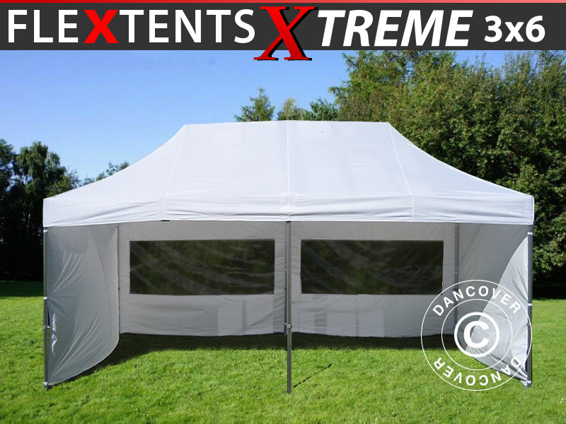 Snabbtält FleXtents Xtreme 50 3x6m Vit, inkl. 6 sidor