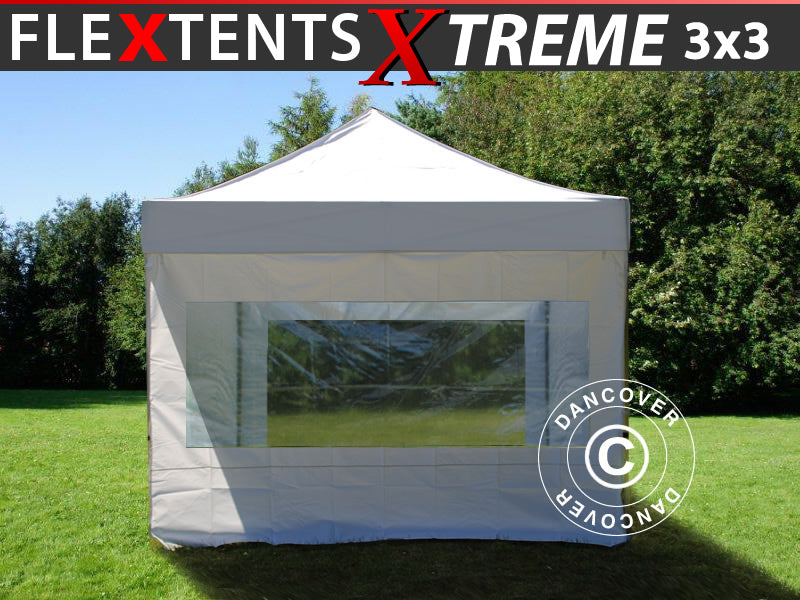 Snabbtält FleXtents Xtreme 50 3x3m Vit, inkl. 4 sidor