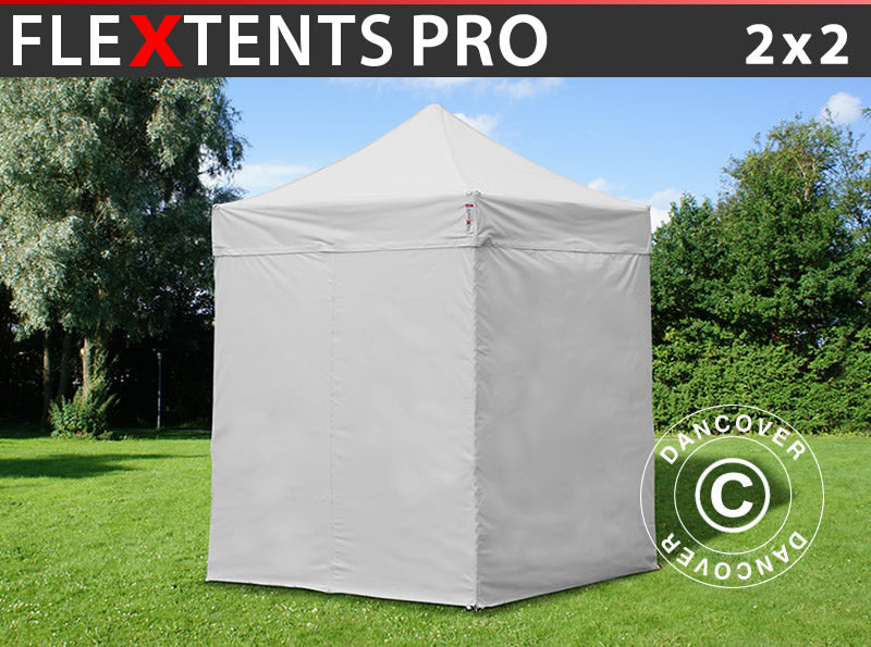 Snabbtält FleXtents PRO 2x2m Vit, inkl. 4 sidor