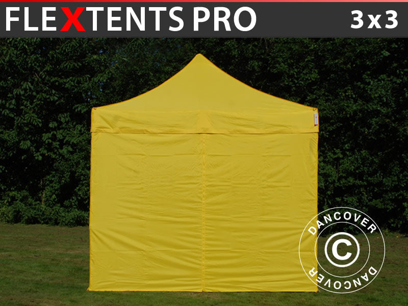 Snabbtält FleXtents PRO 3x3m Gul, inkl. 4 sidor
