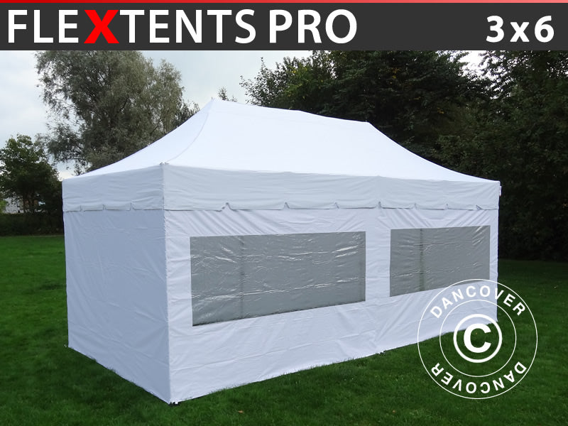 Snabbtält FleXtents PRO "Peaked" 3x6m Vit, inkl. 6 sidor