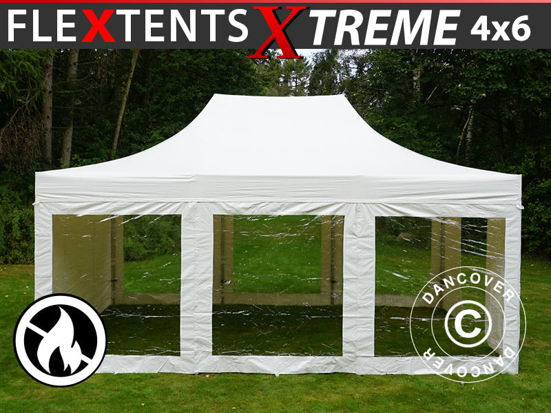 Snabbtält FleXtents Xtreme 50 Heavy Duty 4x6m Vit, inkl. 8 sidor