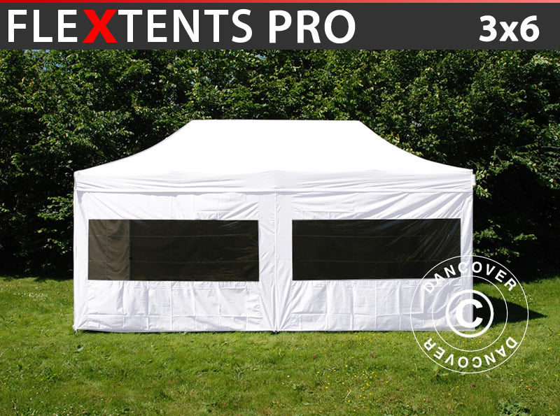 Snabbtält FleXtents PRO 3x6m Vit, inkl. 6 sidor