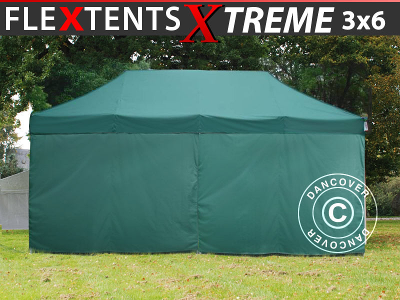 Snabbtält FleXtents Xtreme 50 3x6m Grön, inkl. 6 sidor