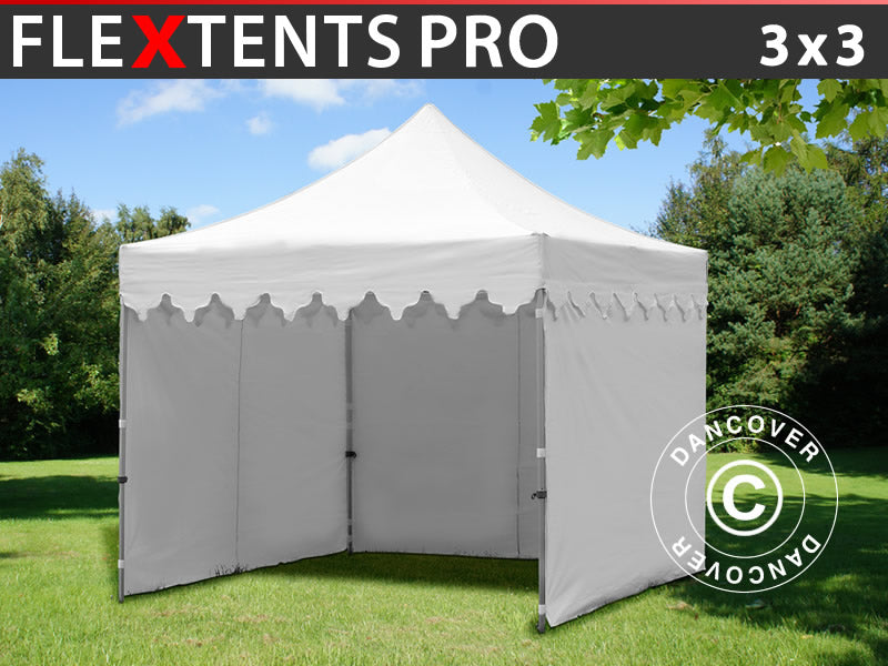 Snabbtält FleXtents PRO "Morocco" 3x3m Vit, inkl. 4 sidor