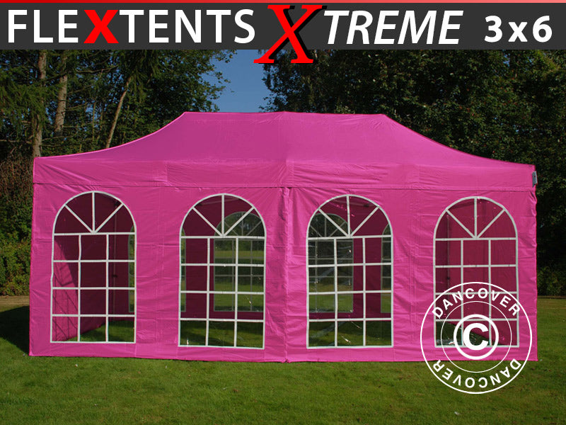 Snabbtält FleXtents Xtreme 50 Vintage Style 3x6m Rosa, inkl. 6 sidor