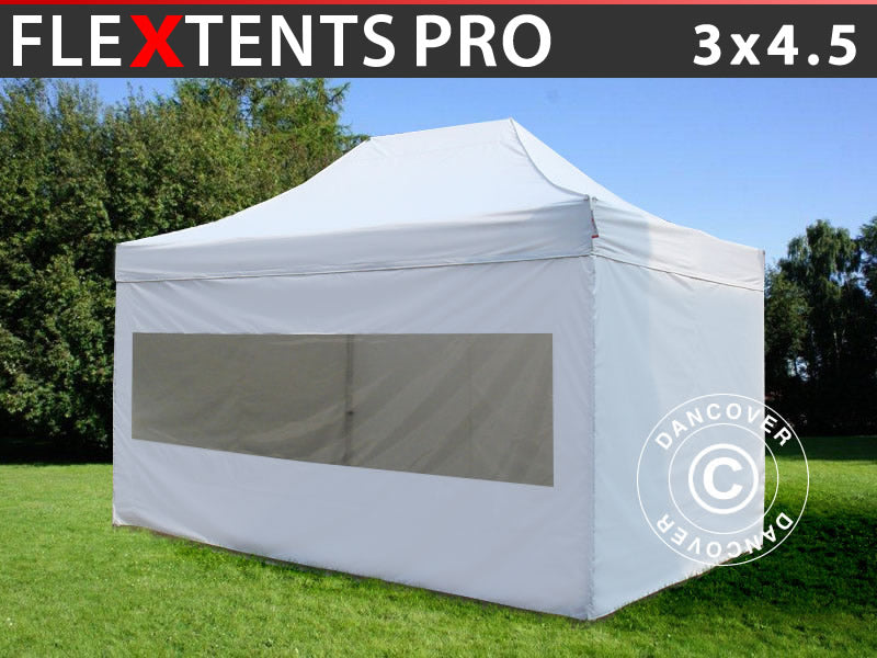 Snabbtält FleXtents PRO 3x4,5m Vit, inkl. 4 sidor