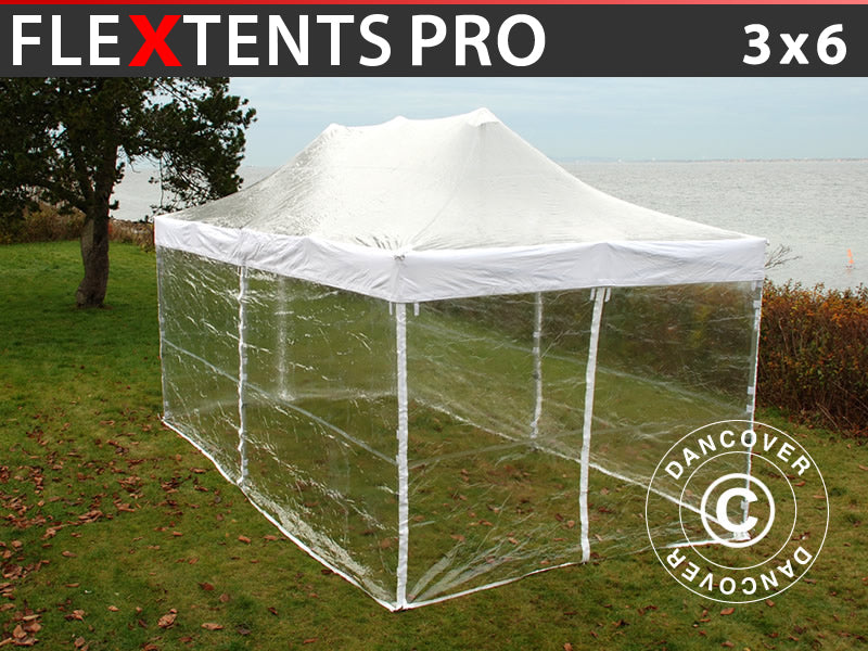 Snabbtält FleXtents PRO 3x6m Transparent, inkl. 6 sidor