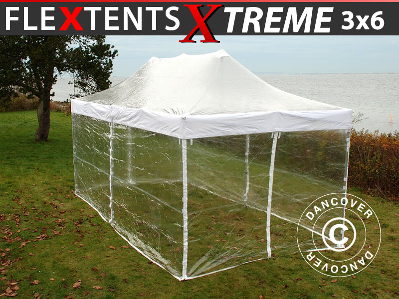 Snabbtält FleXtents Xtreme 50 3x6m Transparent, inkl. 6 sidor
