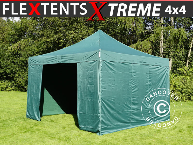 Snabbtält FleXtents Xtreme 50 4x4m Grön, inkl. 4 sidor