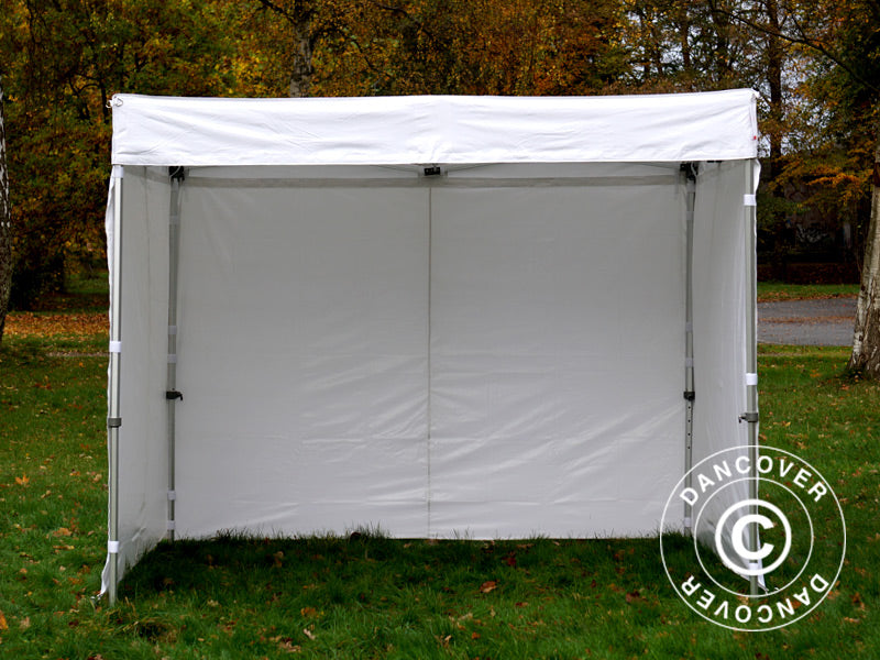 Snabbtält FleXtents® PRO Exhibition med sidoväggar, 3x3m, Vit, Flamhämmande