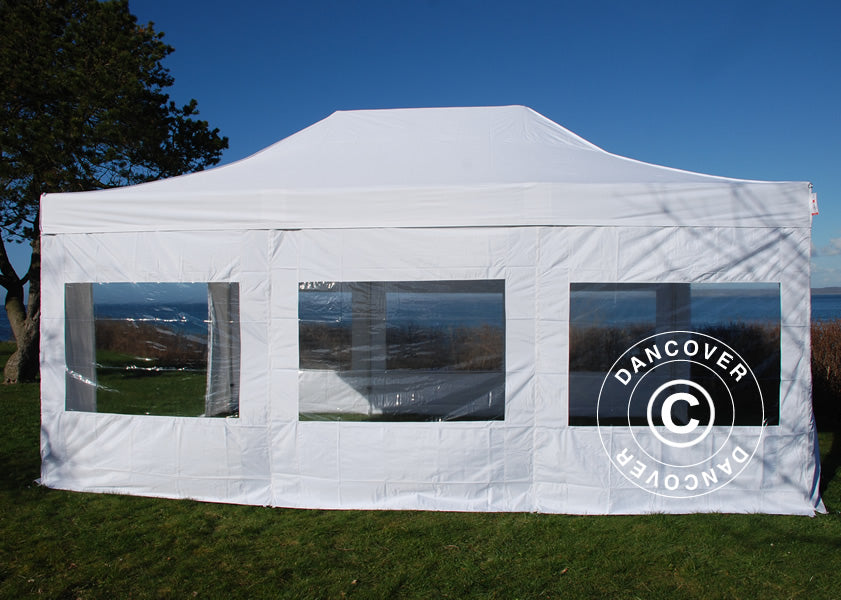 Snabbtält FleXtents PRO 4x6m Vit, Flamhämmande, inkl. 8 sidor