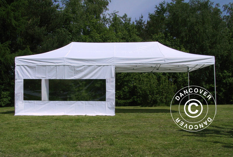 Snabbtält FleXtents PRO 4x8m Vit, Flamhämmande, inkl. 6 sidor