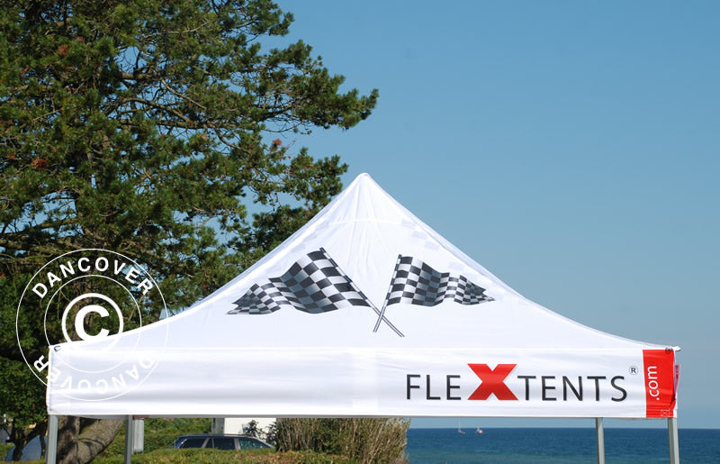 Snabbtält FleXtents PRO med fullt digitalt tryck, 2x2m, inkl. 4 sidor