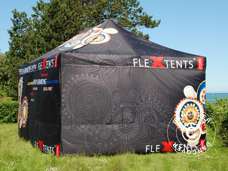 Snabbtält FleXtents PRO med fullt digitalt tryck, 3x6m, inkl. 4 sidor