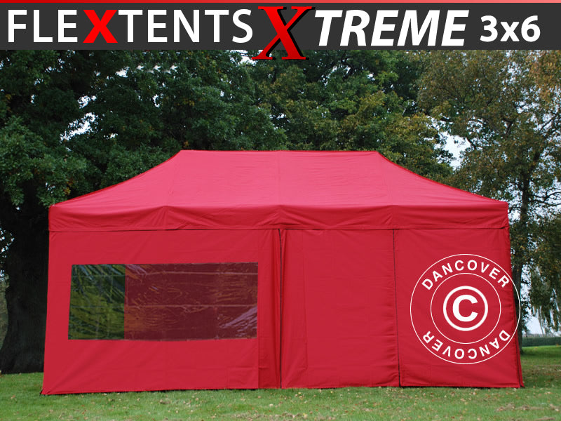 Snabbtält FleXtents Xtreme 60 3x6m Röd, inkl. 6 sidor