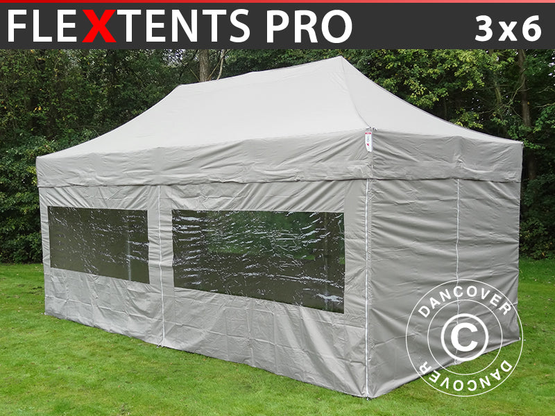 Snabbtält FleXtents PRO 3x6m Latte, inkl. 6 sidor
