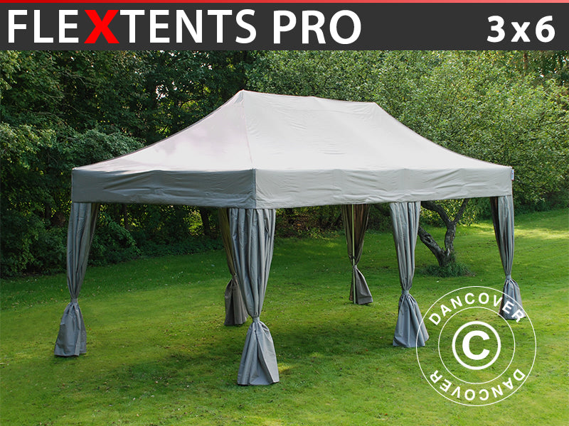 Snabbtält FleXtents PRO 3x6m Latte, inkl. 6 dekorativa gardiner
