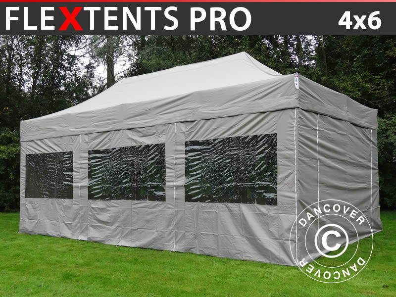 Snabbtält FleXtents PRO 4x6m Latte, inkl. 8 sidor