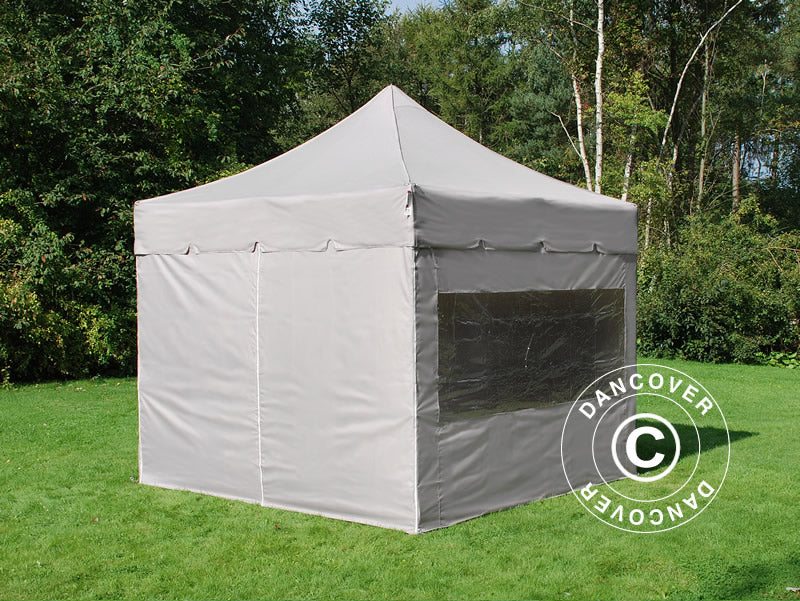 Snabbtält FleXtents PRO "Peaked" 4x4m Latte, inkl. 4 sidor