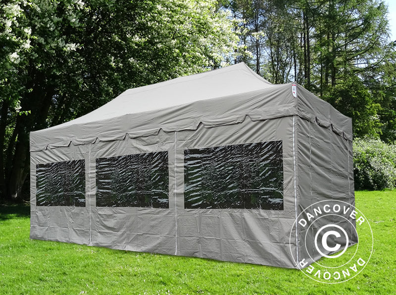 Snabbtält FleXtents PRO "Peaked" 4x6m Latte, inkl. 8 sidor