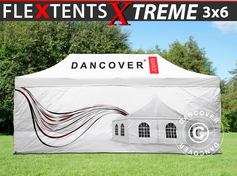 Snabbtält FleXtents Xtreme 50 med fullt digitalt tryck, 3x6m, inkl. 4 sidor