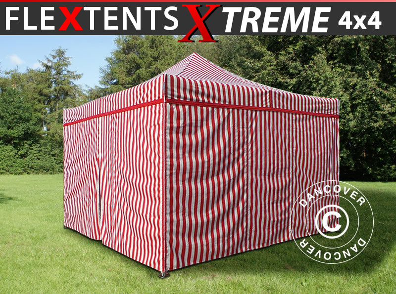 Snabbtält FleXtents Xtreme 50 4x4m Randigt, inkl. 4 sidor