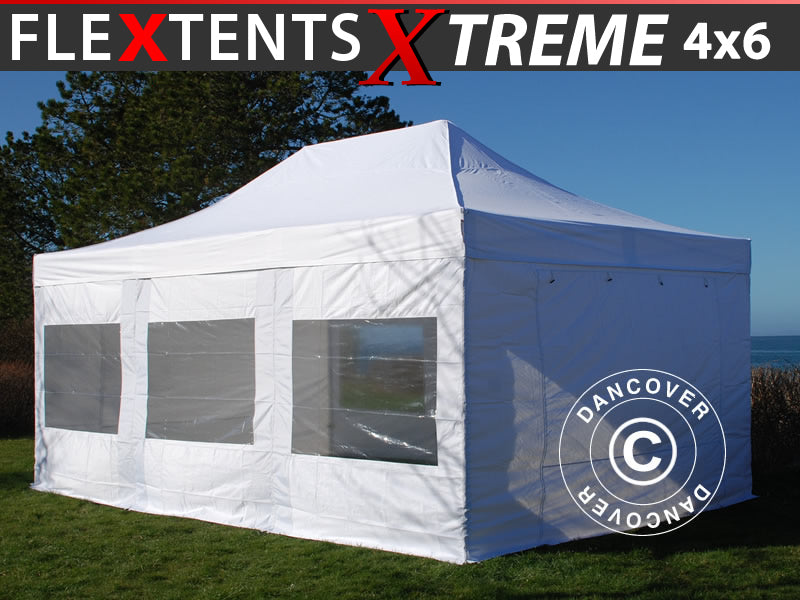 Snabbtält FleXtents Xtreme 50 4x6m Vit, inkl. 8 sidor