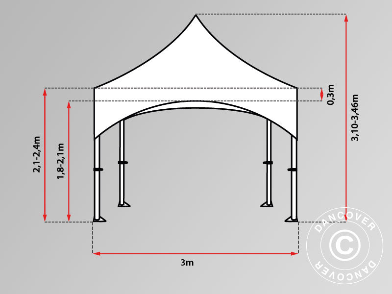 Snabbtält FleXtents PRO "Arched" 3x3m Vit