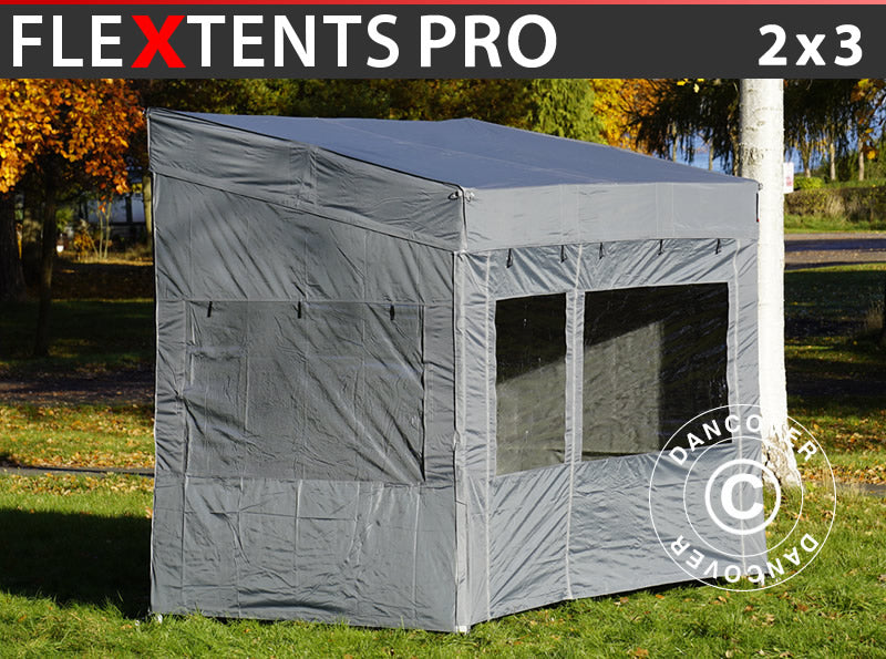 Snabbtält FleXtents PRO Trapezo 2x3m Grå, inkl. 4 sidor