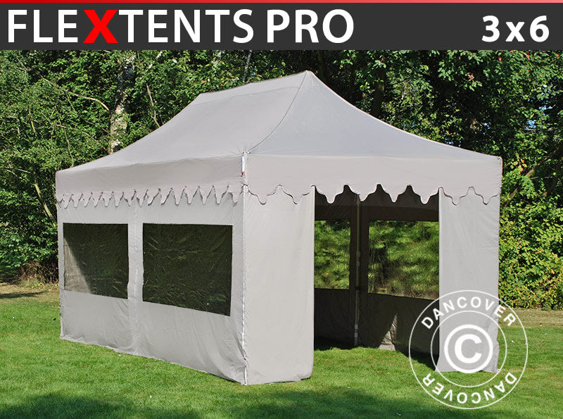 Snabbtält FleXtents PRO "Morocco" 3x6m Latte, inkl. 6 sidor