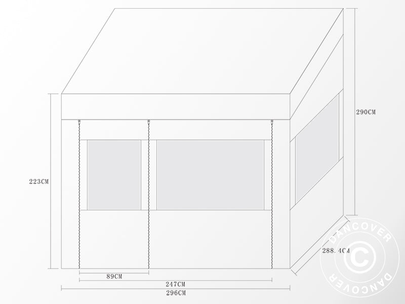 Snabbtält FleXtents PRO Trapezo 3x3m Vit, inkl. 4 sidor