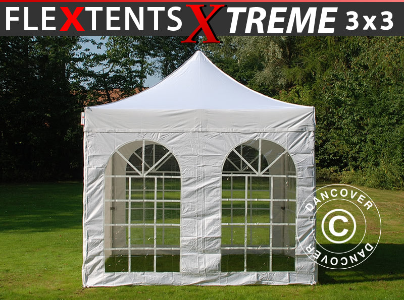 Snabbtält FleXtents Xtreme 50 Vintage Style 3x3m Vit, inkl. 4 sidor