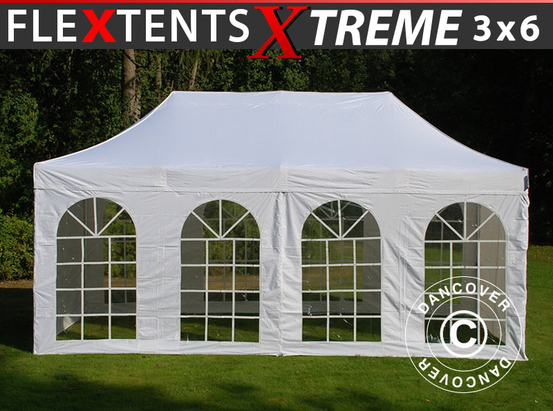Snabbtält FleXtents Xtreme 50 Vintage Style 3x6m Vit, inkl. 6 sidor