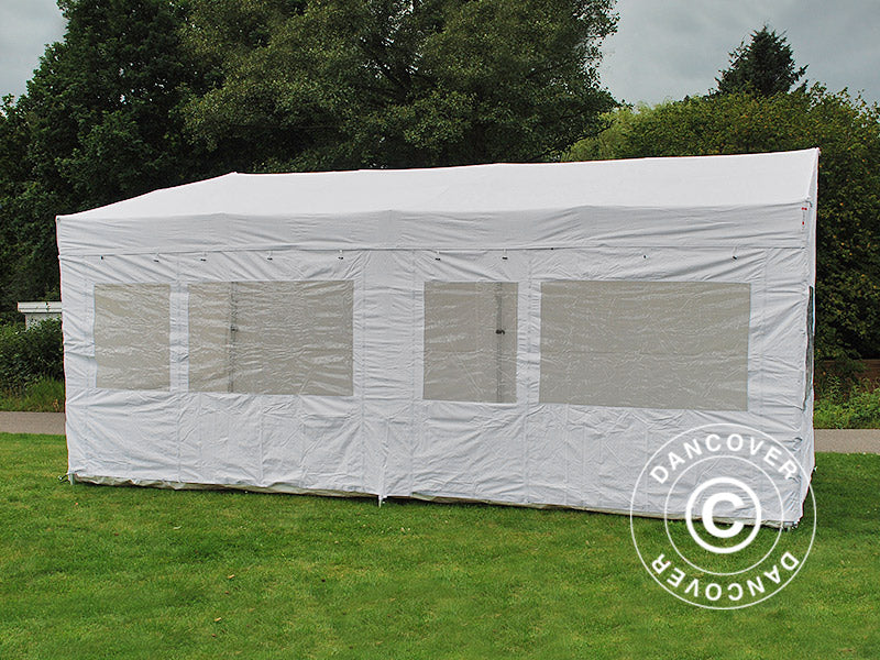 Snabbtält FleXtents PRO Trapezo 3x6m Vit, inkl. 4 sidor