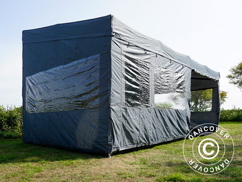 Snabbtält FleXtents PRO Trapezo 3x6m Grå, inkl. 4 sidor