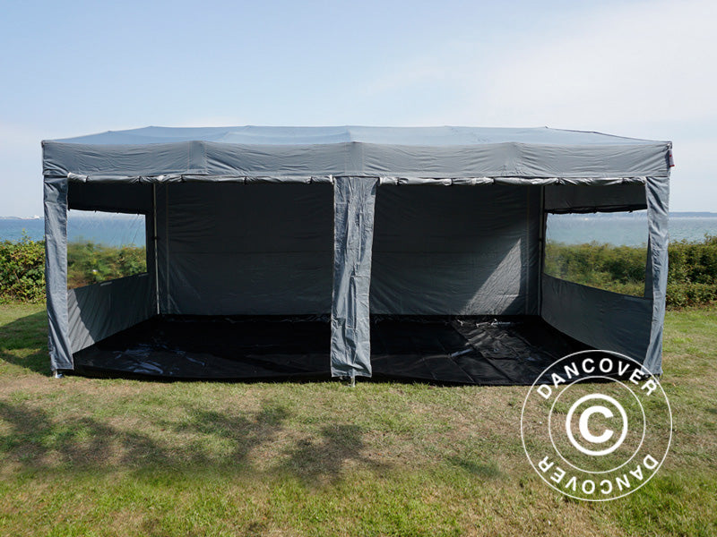 Snabbtält FleXtents PRO Trapezo 3x6m Grå, inkl. 4 sidor