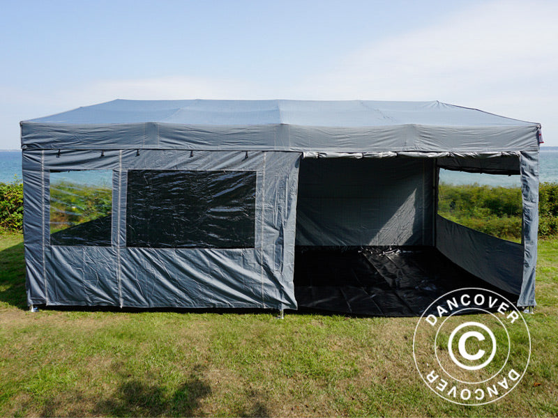 Snabbtält FleXtents PRO Trapezo 3x6m Grå, inkl. 4 sidor