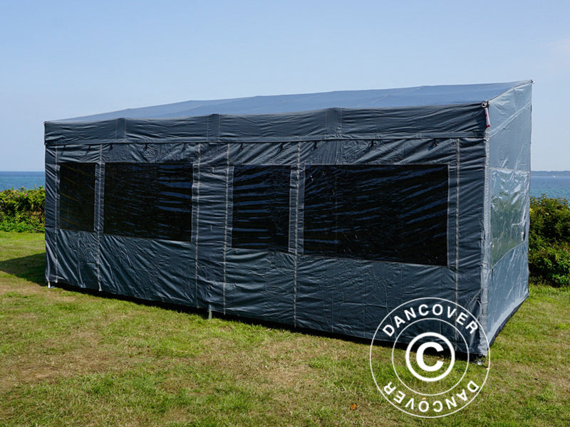 Snabbtält FleXtents PRO Trapezo 3x6m Grå, inkl. 4 sidor