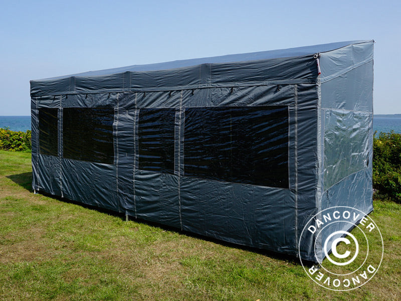 Snabbtält FleXtents PRO Trapezo 3x6m Grå, inkl. 4 sidor