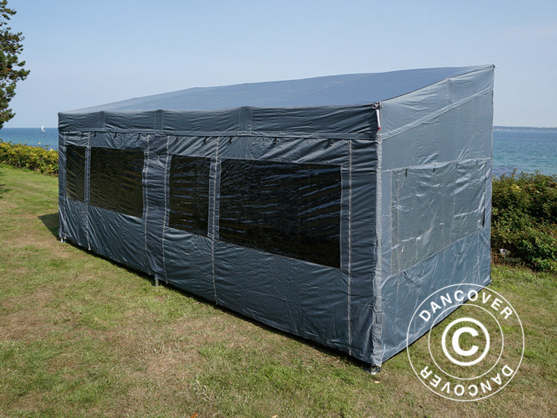 Snabbtält FleXtents PRO Trapezo 3x6m Grå, inkl. 4 sidor