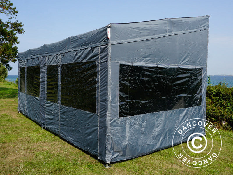 Snabbtält FleXtents PRO Trapezo 3x6m Grå, inkl. 4 sidor