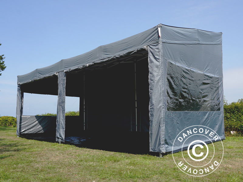 Snabbtält FleXtents PRO Trapezo 3x6m Grå, inkl. 4 sidor