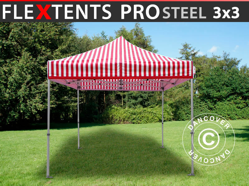 Snabbtält FleXtents PRO Steel 3x3m Randigt