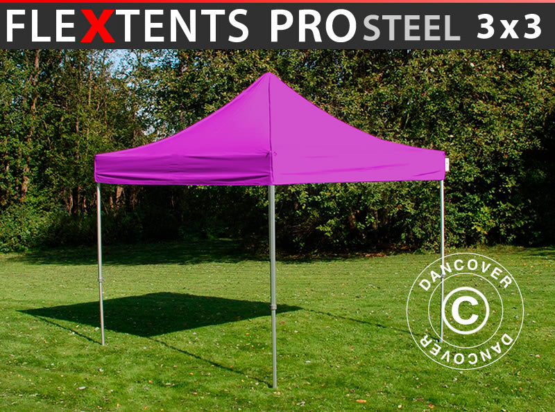 Snabbtält FleXtents PRO Steel 3x3m Lila