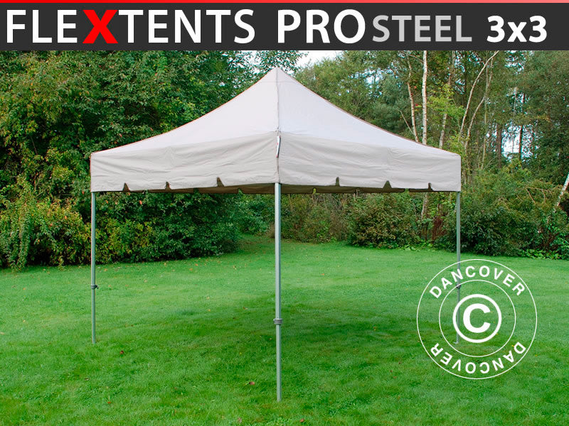 Snabbtält FleXtents PRO Steel "Peaked" 3x3m Latte