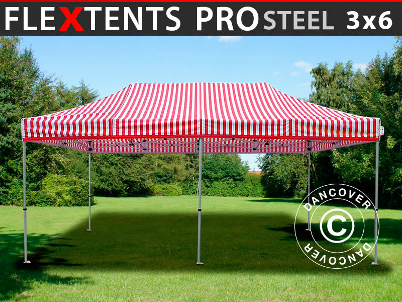 Snabbtält FleXtents PRO Steel 3x6m Randigt