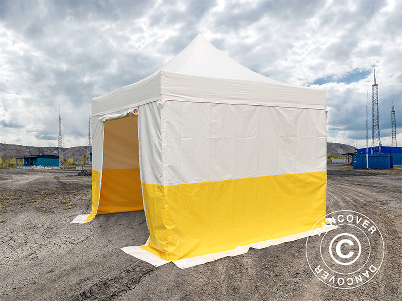 Snabbtält FleXtents® PRO 3x3m, PVC, Arbetstält, Flamhämmande, inkl. 4 sidoväggar
